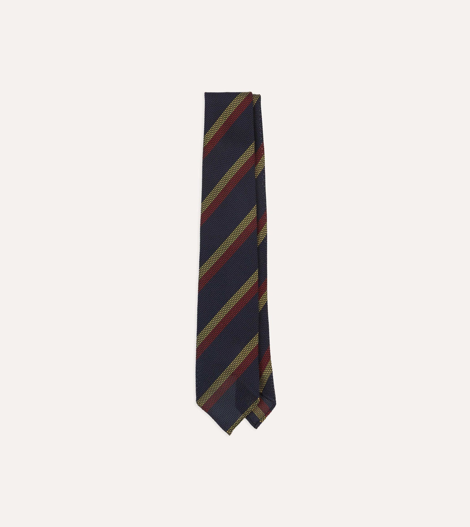 Red And Gold Double Stripe Hand Rolled Silk Grenadine Tie