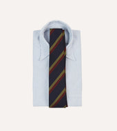 Red And Gold Double Stripe Hand Rolled Silk Grenadine Tie