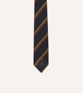 Red And Gold Double Stripe Hand Rolled Silk Grenadine Tie