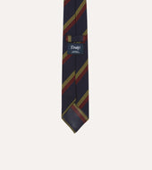Red And Gold Double Stripe Hand Rolled Silk Grenadine Tie