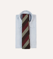 Red And Ecru Block Stripe Hand Rolled Silk Grenadine Tie