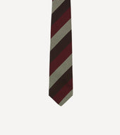 Red And Ecru Block Stripe Hand Rolled Silk Grenadine Tie