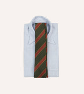 Green Yellow And Red Thick Stripe Hand Rolled Wool Tie
