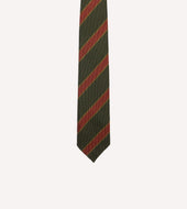 Green Yellow And Red Thick Stripe Hand Rolled Wool Tie