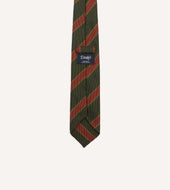 Green Yellow And Red Thick Stripe Hand Rolled Wool Tie
