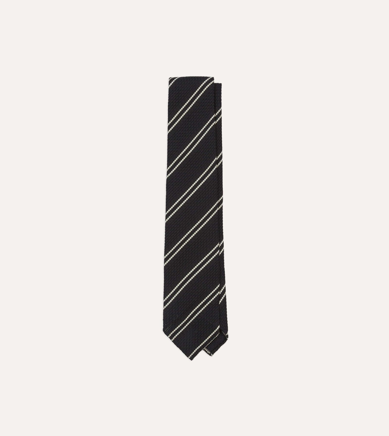 Double Stripe Hand Rolled Silk Grenadine Tie