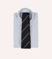 And Ecru Bar Stripe Hand Rolled Silk Grenadine Tie
