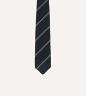 And Ecru Bar Stripe Hand Rolled Silk Grenadine Tie