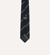 And Ecru Bar Stripe Hand Rolled Silk Grenadine Tie