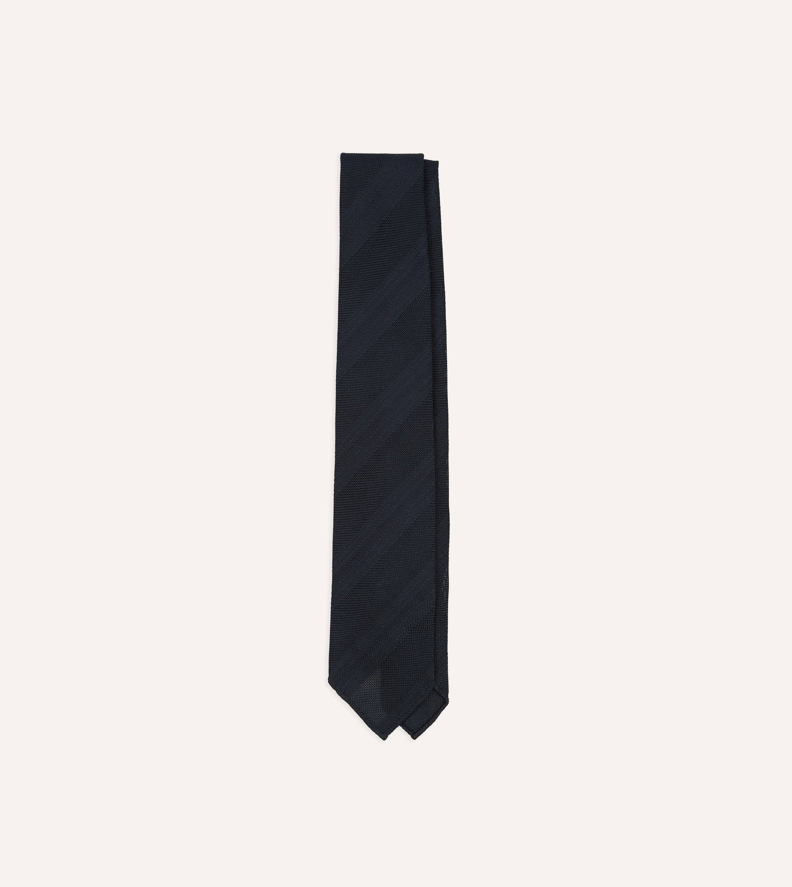 Textured Stripe Hand Rolled Silk Grenadine Tie