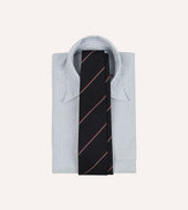 And Red Double Stripe Hand Rolled Silk Grenadine Tie