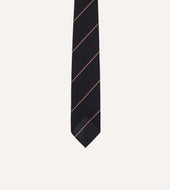 And Red Double Stripe Hand Rolled Silk Grenadine Tie