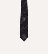 And Red Double Stripe Hand Rolled Silk Grenadine Tie