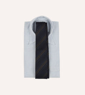 And Brown Stitch Stripe Hand Rolled Silk Grenadine Tie