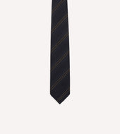 And Brown Stitch Stripe Hand Rolled Silk Grenadine Tie