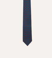 Flower Medallion Print Silk Twill Self Tipped Tie