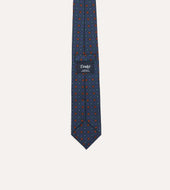 Flower Medallion Print Silk Twill Self Tipped Tie