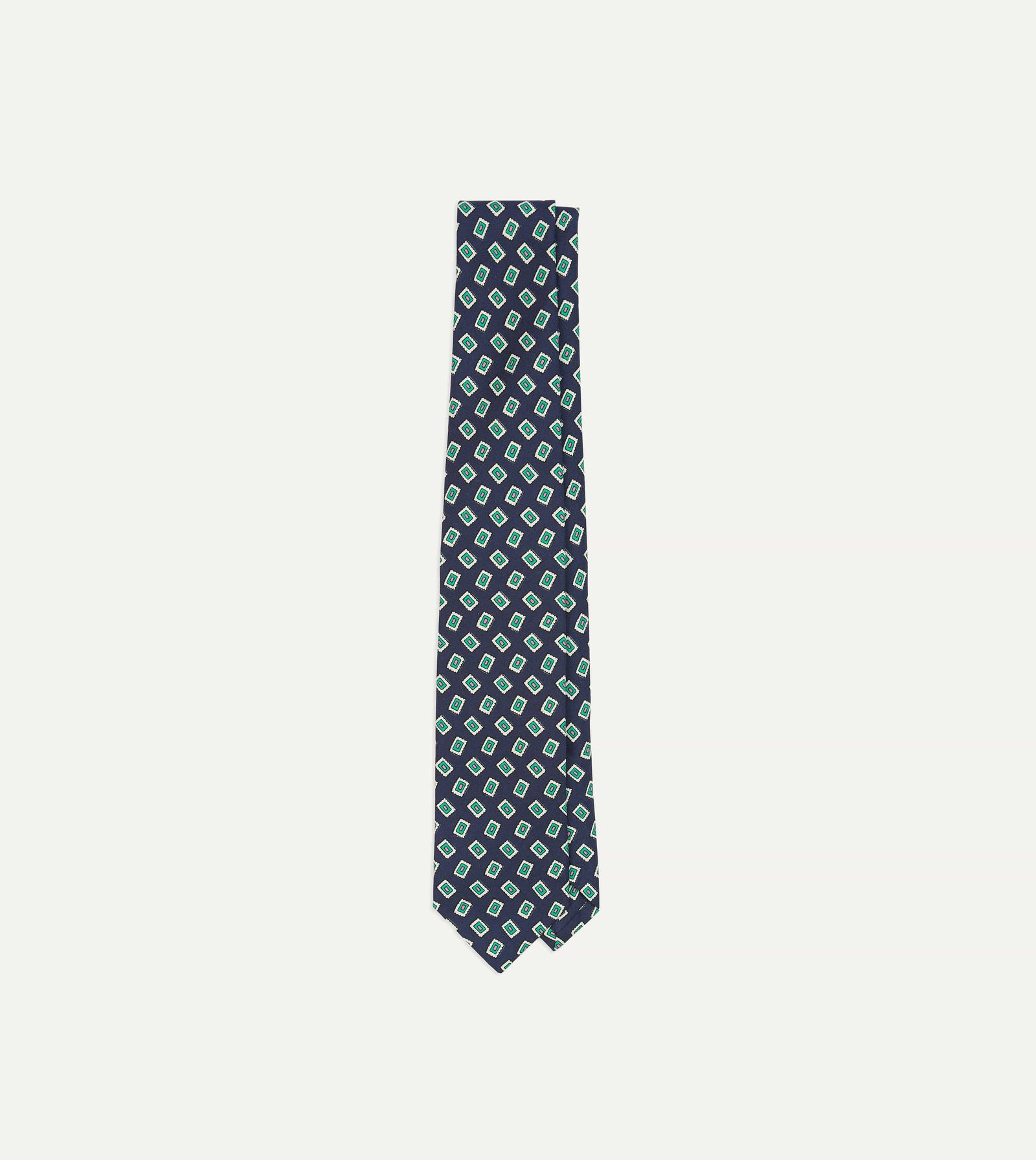Jumbled Medallion Print Silk Self Tipped Tie