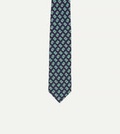 Jumbled Medallion Print Silk Self Tipped Tie