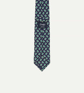 Jumbled Medallion Print Silk Self Tipped Tie