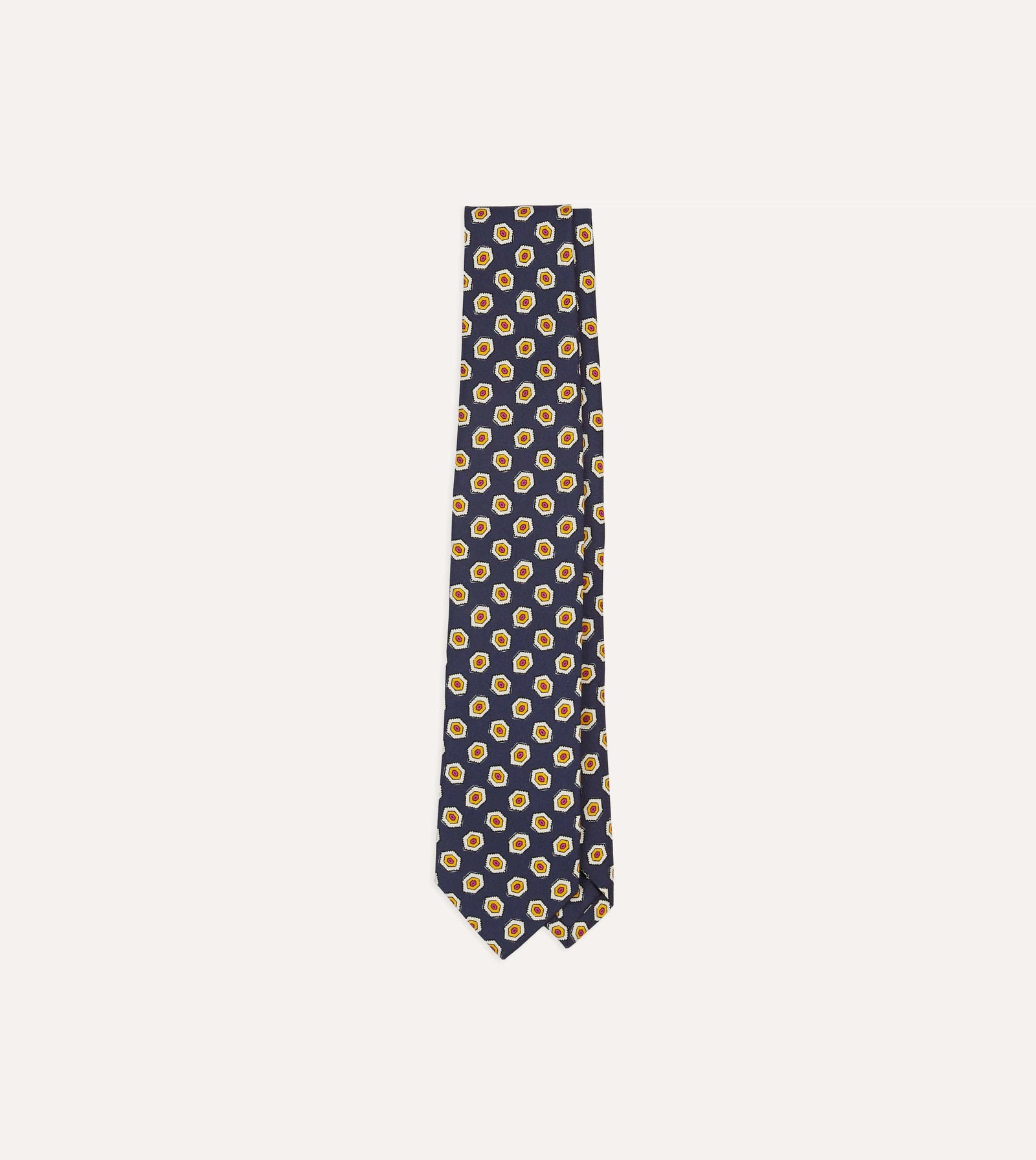 Hexagon Tile Print Silk Self Tipped Tie