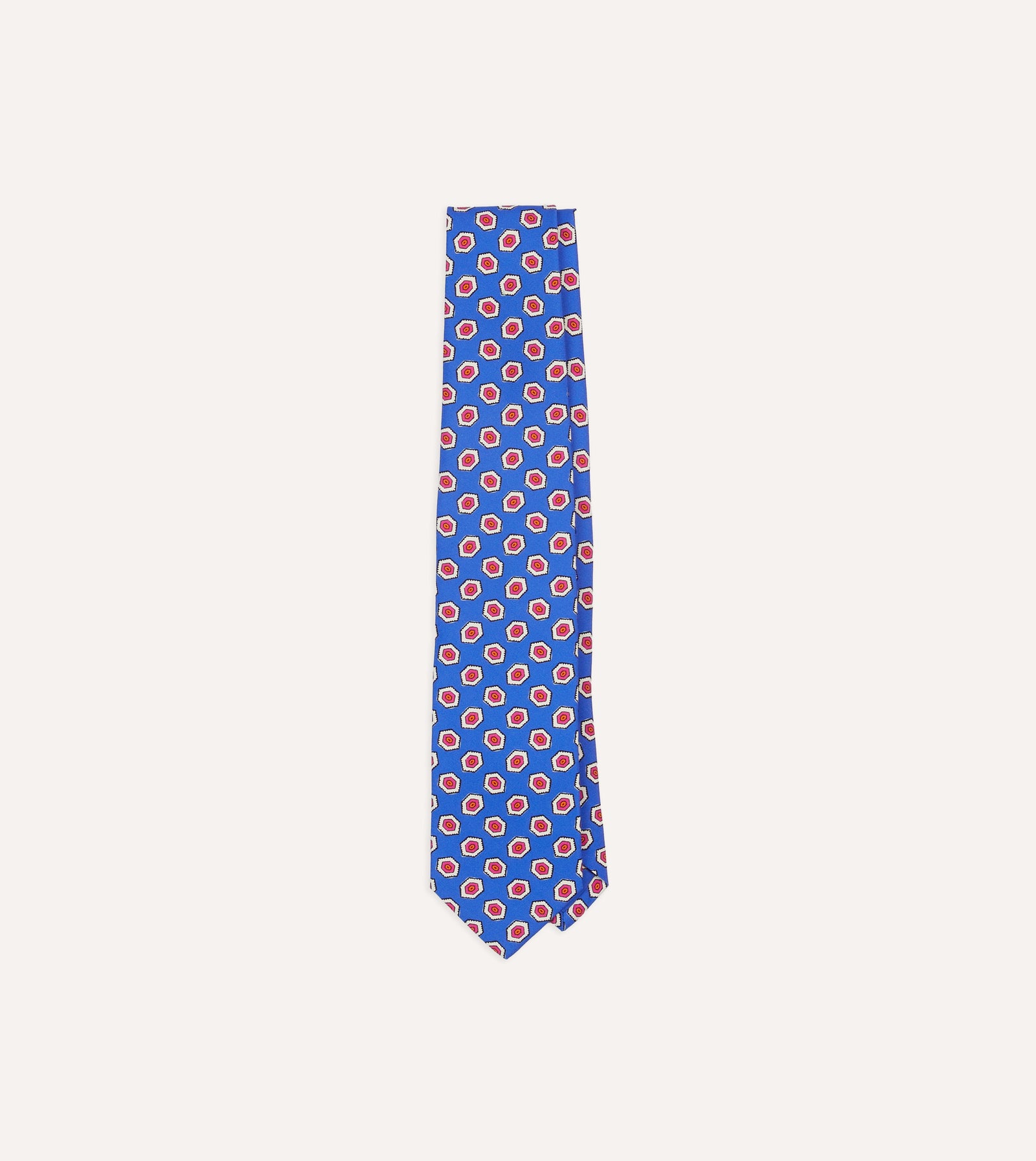 Hexagon Tile Print Silk Self Tipped Tie