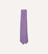 Lilac Hexagon Tile Print Silk Self Tipped Tie