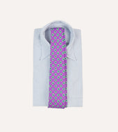 Lilac Hexagon Tile Print Silk Self Tipped Tie