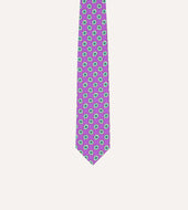 Lilac Hexagon Tile Print Silk Self Tipped Tie
