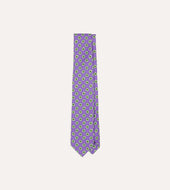 Purple Hexagon Tile Print Silk Self-Tipped Tie