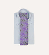 Purple Hexagon Tile Print Silk Self Tipped Tie
