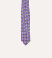 Purple Hexagon Tile Print Silk Self Tipped Tie