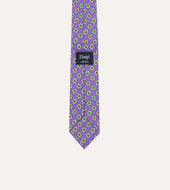 Purple Hexagon Tile Print Silk Self Tipped Tie