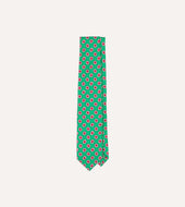 Green Hexagon Tile Print Silk Self Tipped Tie