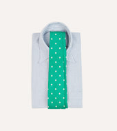 Green Polka Dot Silk Self Tipped Tie
