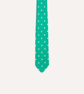 Green Polka Dot Silk Self Tipped Tie