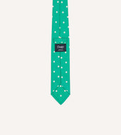 Green Polka Dot Silk Self Tipped Tie