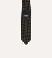 Green And Red Diamond Print Check Self Tipped Wool Tie