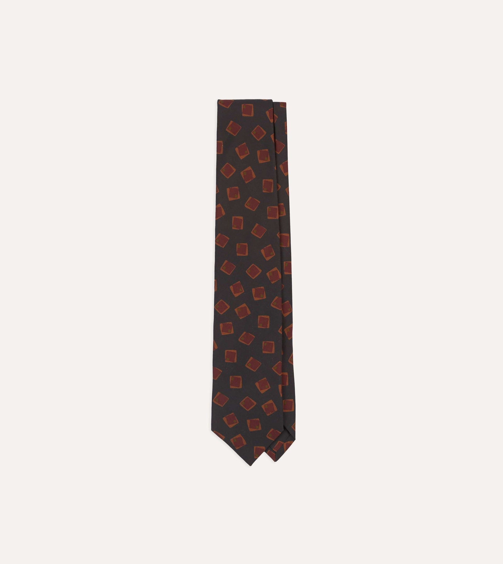 Jumbled Tile Print Silk Self Tipped Tie