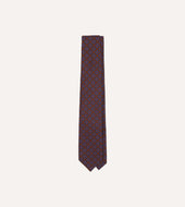 Square Flower Medallion Print Silk Self Tipped Tie