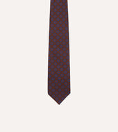 Square Flower Medallion Print Silk Self Tipped Tie