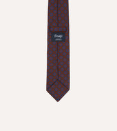 Square Flower Medallion Print Silk Self Tipped Tie