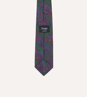 Green Large Paisley Print Madder Silk Self Tipped Tie