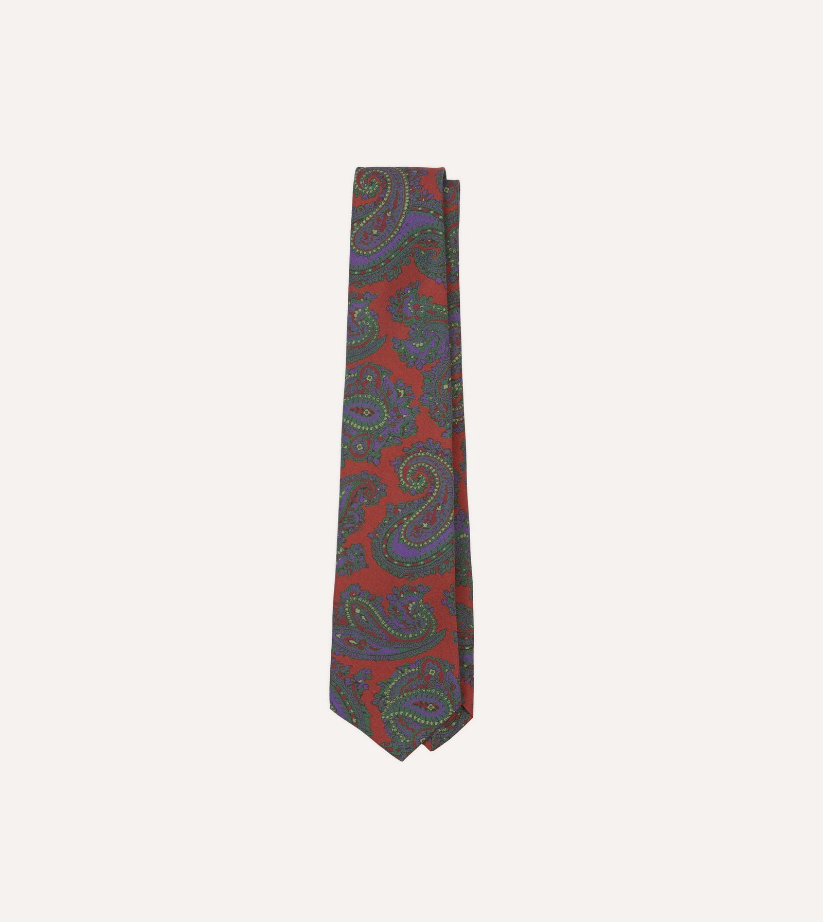 Large Paisley Print Madder Silk Self Tipped Tie