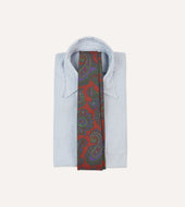 Large Paisley Print Madder Silk Self Tipped Tie