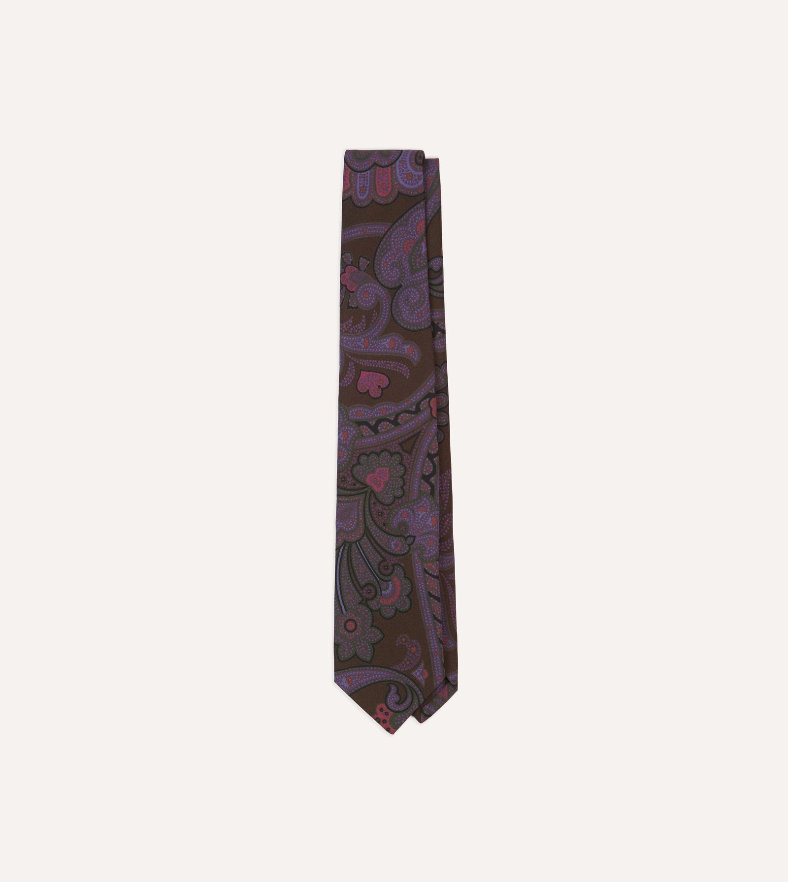 Large Paisley Print Madder Silk Self Tipped Tie