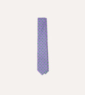 Purple Jumbled Tile Print Silk Self Tipped Tie