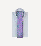 Purple Jumbled Tile Print Silk Self Tipped Tie