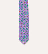Purple Jumbled Tile Print Silk Self Tipped Tie