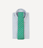 Green Jumbled Tile Print Silk Self Tipped Tie